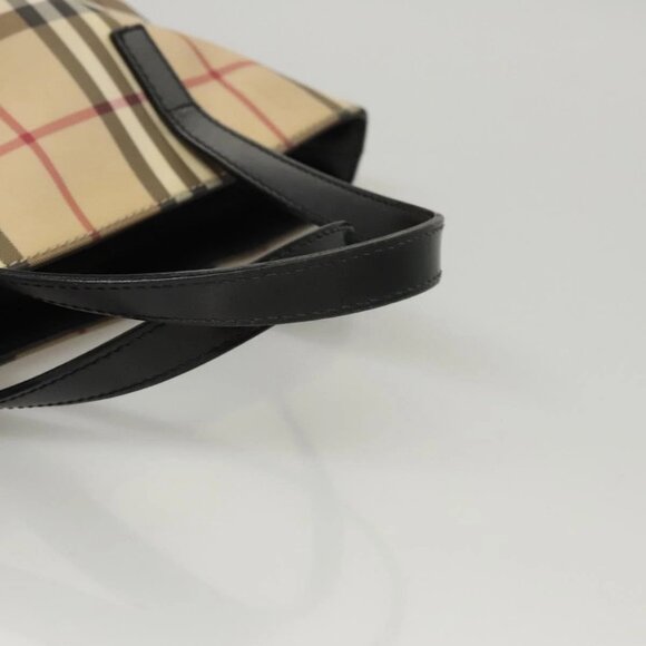 BURBERRY Nova Check Hand Bag PVC Beige Silver Auth - Picture 13 of 16